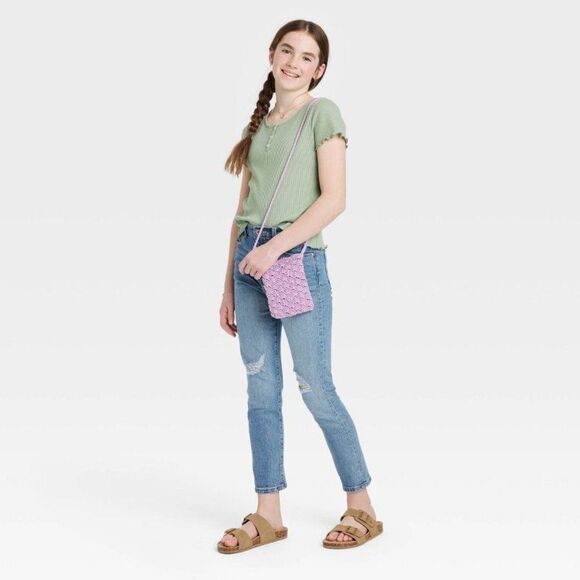 NEW Art Class Ribbed Ruffled Tee in Pastel Sage - Picture 2 of 6